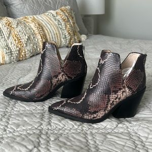 Vince Camuto Snake Skin Booties